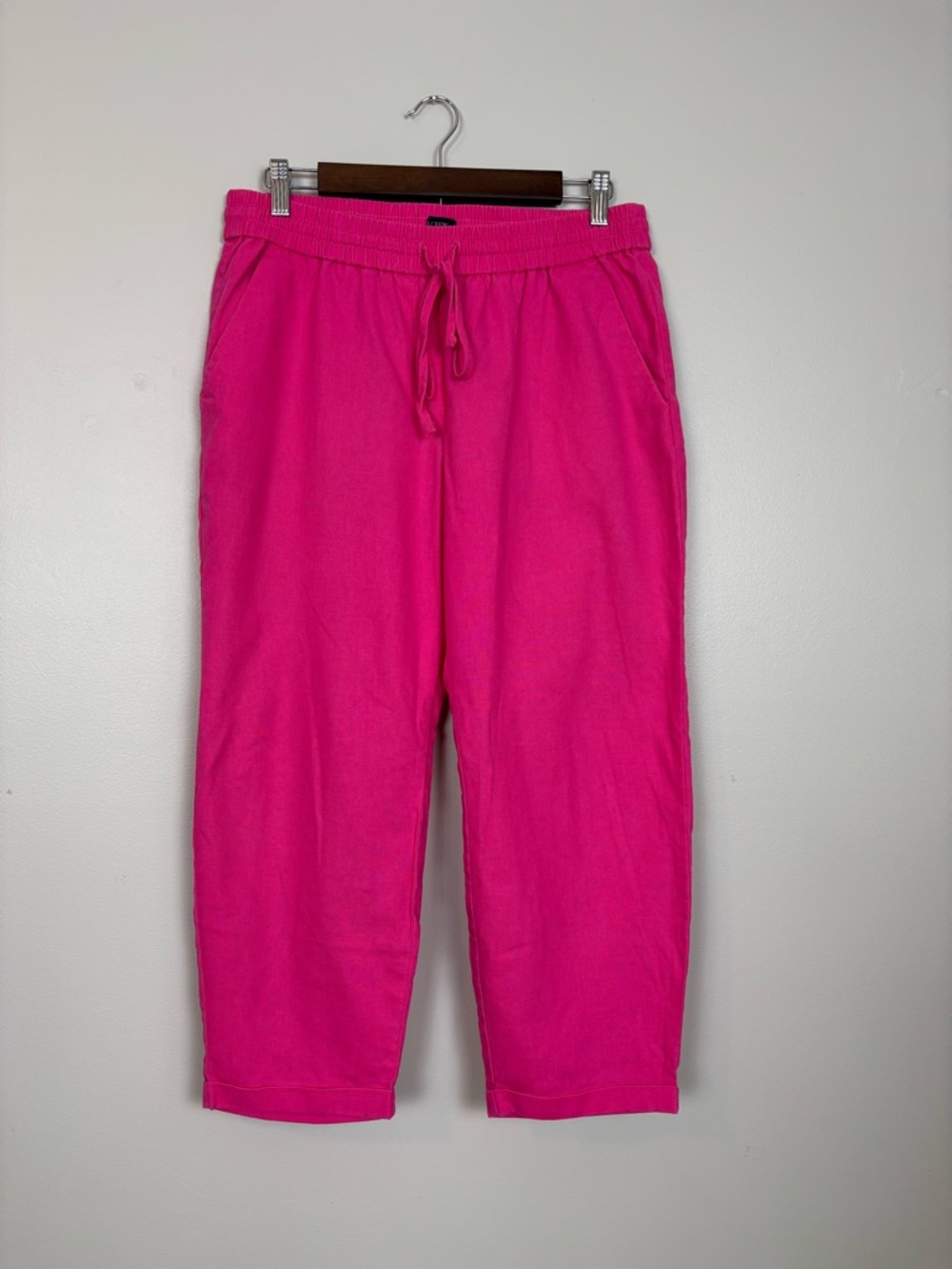 J Crew Factory Pants Womens 12P Linen-Cotton Blend Drawstring in Pink